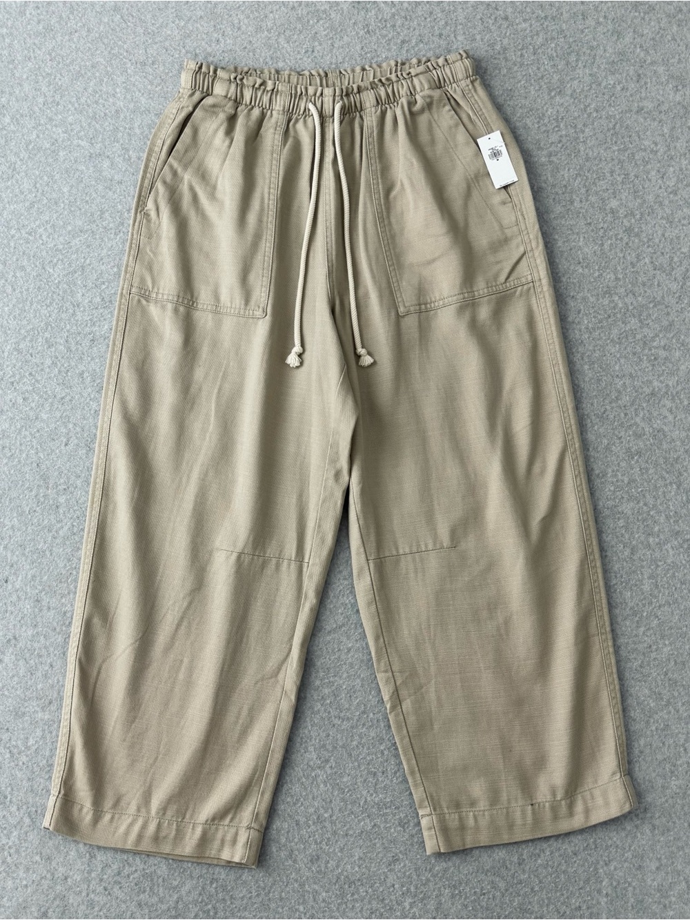 Old Navy Womens Pull On Utility Pants Size Medium Beige Stone Crop Straight NWT